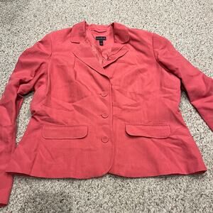 Long Tall Sally Pink Blazer Jacket Sz 16 Preppy Business Casual Career Work
